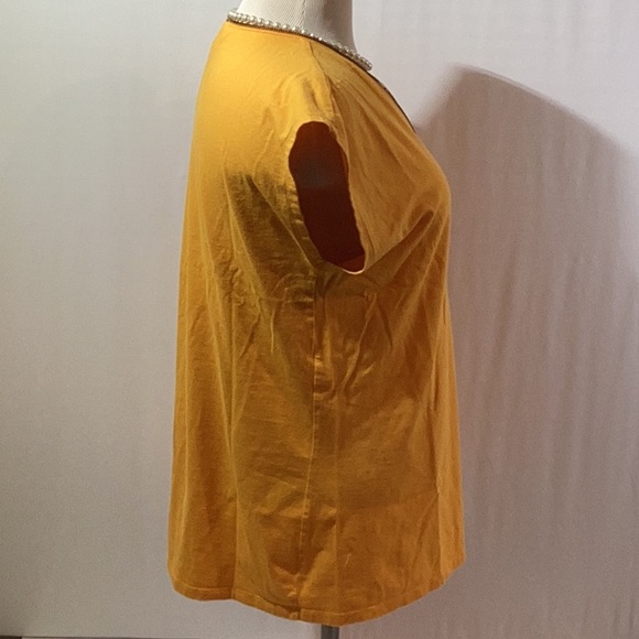 Michael Kors Top Jersey Size M Yellow Fully Functional Zip Short sleeves V neck - Picture 4 of 9